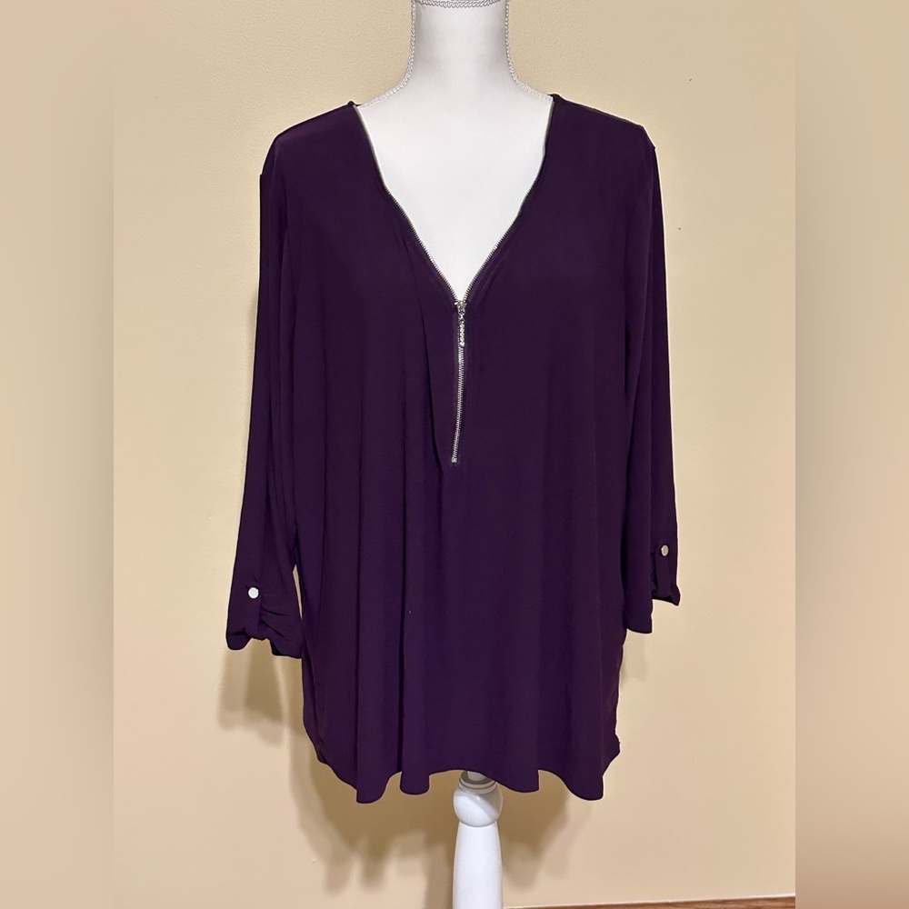 89th & Madison Purple Half Zip Blouse Size 3x